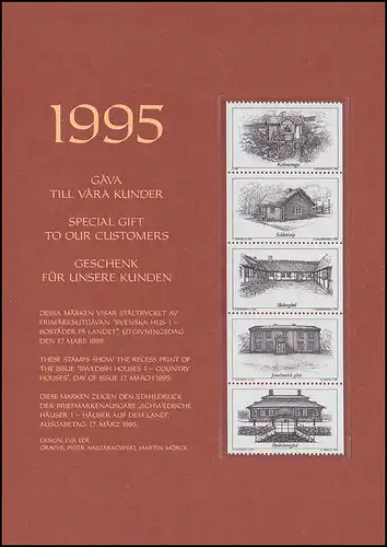 Suède Annulation PFA 1995: Maisons suédoises, impression noire / impression spéciale