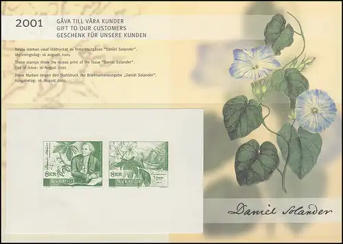 Schweden PFA-Jahresgabe 2001: Daniel Solander, Schwarzdruck / Sonderdruck 