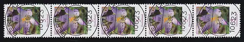 2480 Krokus als 5er-Streifen mit VS-O BERLIN 28.3.06 mit Nummer 190