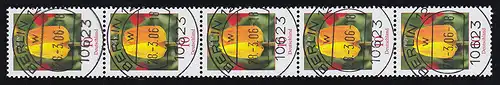 2484 Tulpe als 5er-Streifen mit VS-O BERLIN 28.3.06 mit Nummer 480