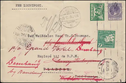 3. Vol d'essai NL vers NL-Inde H-NAFC Bf. S'GRAVENHAGE 25.9.28 n. PLADJOE 19.10.