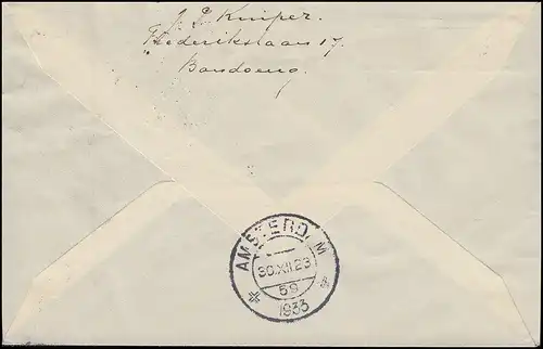 Vol KLM - retour de Pelikaan depuis BANDOENG 26.12.33 vers AMSTERDAM 30.12.32