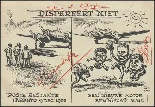KLM-Aéroport Post-jager Amsterdam-Bandoeng-Amsterdam ALKMAAR 21.12.33 n. Taranto
