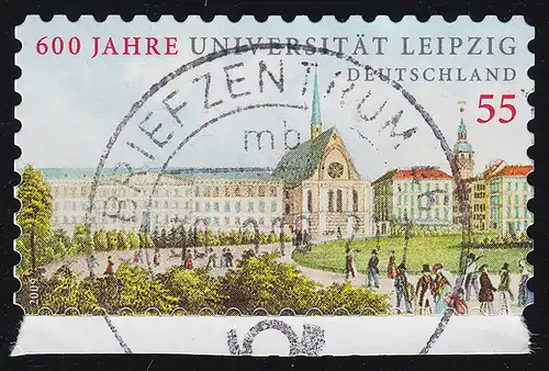 2747Uu Uni Leipzig aus Folienblatt: unten nicht durchgestanzt, nur angedeutet, O