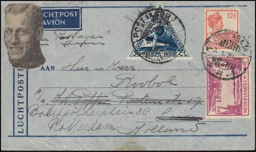 KLM-Rückflug Postjager Batavia 4.1.34 nach Amsterdam 11.1. ab Soerabaja 3.1.