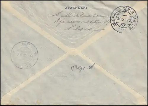 Poste de KLM PELIKAAN BATAVIA-CENTrum 27.12.33 en tant que lettre R à partir de SOERABAJA 23.12.32