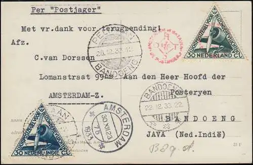 KLM Post-Jack post-Pelikaan Amsterdam-Bandoeng-Amsterdam PH-OST 9.12.1933