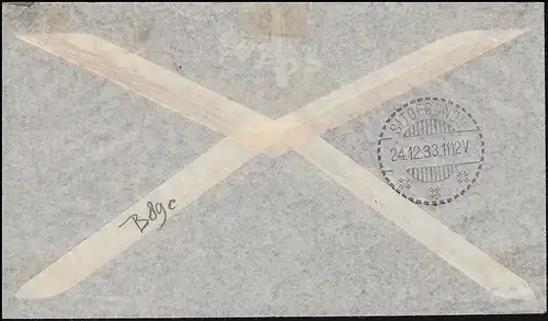 Poste de KLM Postjager/Pélikaan Amsterdam-Sitoebondo à partir de S'GRAVENHAGE 8.12.33