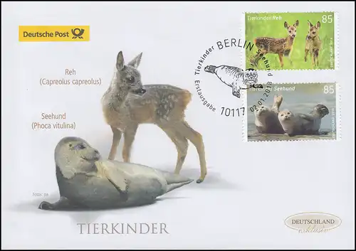 3352-3353 Animaux: Reh et chien de mer, Bijoux FDC Allemagne exclusivement