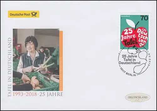 3361 Jubiläum 25 Jahre Tafel in Deutschland, Schmuck-FDC Deutschland exklusiv