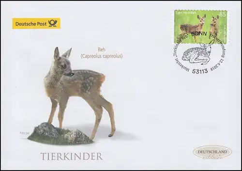 3377 Enfants d'animaux: Rehkitz, autocollant, FDC de bijoux Allemagne exclusivement
