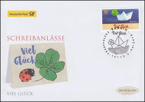 3387 Evénements de dactylographie - Bonne chance, Bijoux FDC Allemagne exclusivement