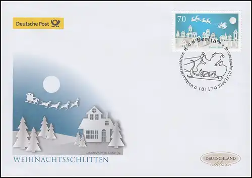 3421 Chariot de Noël, autocollant, FDC de bijoux France exclusif