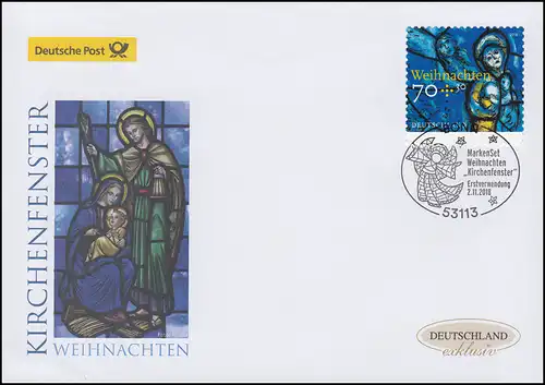 3422 Fenêtres églises de Noël, autocollants, Bijoux FDC Allemagne exclusif