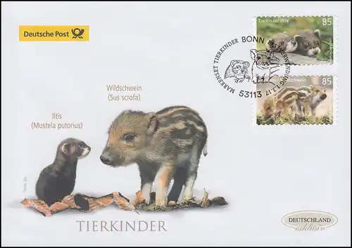 3293-3294 Iltis und Windschwein, selbstklebend, Schmuck-FDC Deutschland exklusiv