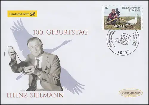 3318 Heinz Sielmann, nassklebend, Schmuck-FDC Deutschland exklusiv