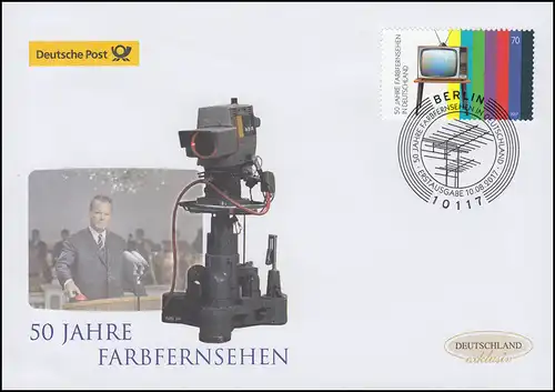 3329 Jubiläum 50 Jahre Farbfernsehen, Schmuck-FDC Deutschland exklusiv