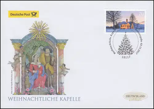 3344 Weihnachtliche Kapelle, nassklebend, Schmuck-FDC Deutschland exklusiv