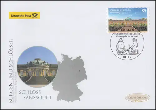 3216 Schloss Sanssouci, nassklebend, Schmuck-FDC Deutschland exklusiv