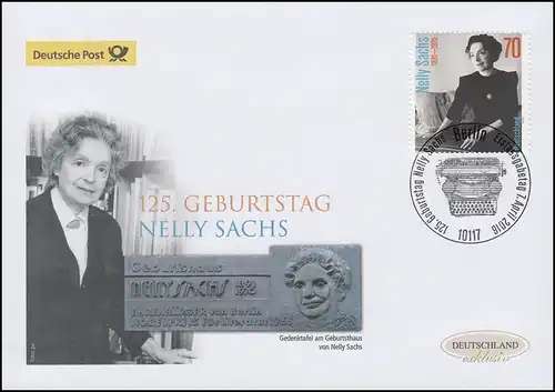 3230 Nelly Sachs, FDC Bijoux Allemagne exclusivement