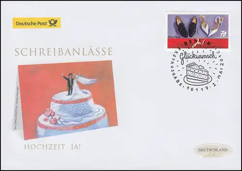 3234 Evénements de correspondance: mariage, Bijoux FDC Allemagne exclusivement