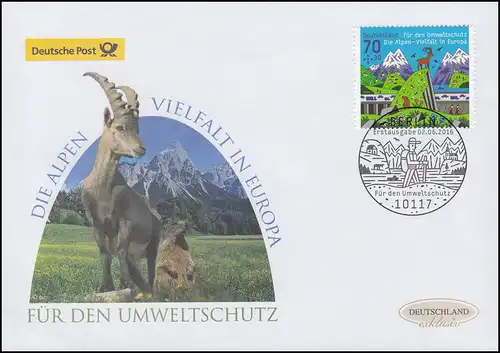 3245 Umweltschutz: Die Alpen, Schmuck-FDC Deutschland exklusiv