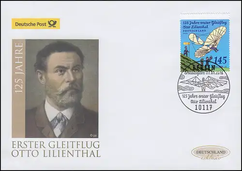 3254 Otto Lilienthal: Erster Gleitschirmflug, Schmuck-FDC Deutschland exklusiv
