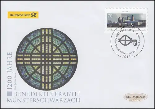 3258 Benediktinerabtei Münsterschwarzach, Schmuck-FDC Deutschland exklusiv