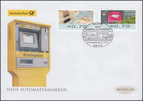 8-9 ATM-FDC schreiben & empfangen, 2 Werte auf Schmuck-FDC Deutschland exklusiv
