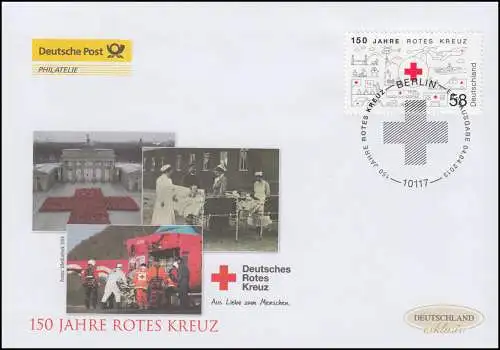 2998 Jubiläum 150 Jahre Rotes Kreuz, Schmuck-FDC Deutschland exklusiv