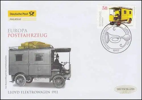 3007 EUROPA Postfahrzeuge - Paketzustellwagen, Schmuck-FDC Deutschland exklusiv