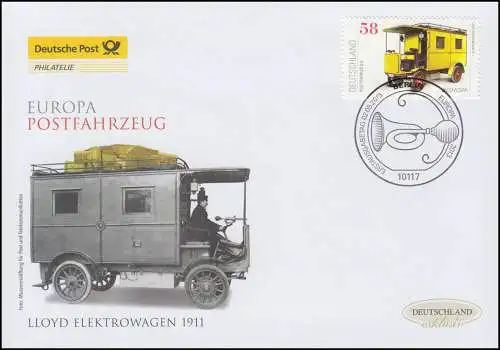 3007 EUROPE Véhicules postaux - Voitures de livraison de colis, Bijoux-FDC Allemagne exclusivement