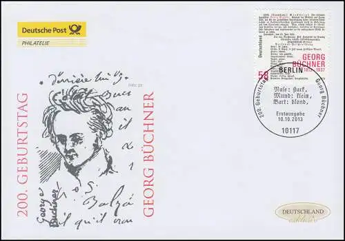 3031 Georg Buchner, Bijoux-FDC Allemagne exclusivement