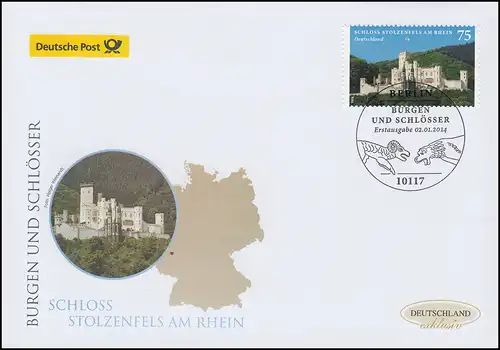 3049 Schloss Stolzenfels am Rhein, Schmuck-FDC Deutschland exklusiv