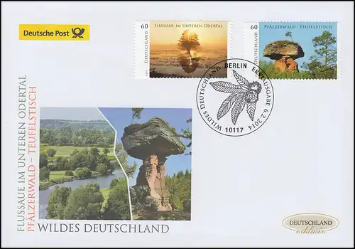 3059-3060 Wildes Deutschland 2014, nassklebend, Schmuck-FDC Deutschland exklusiv