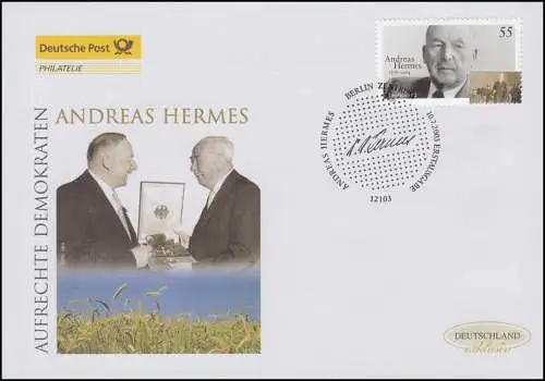2354 Démocrates droits: Andreas Hermes, Bijoux-FDC Allemagne exclusivement
