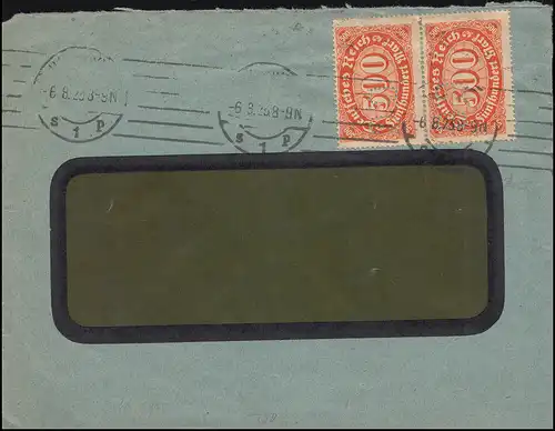 Trou de la société C.C. sur Infla 500 Mark en couple MeF Lettre de fenêtre HANNOVER 6.8.23