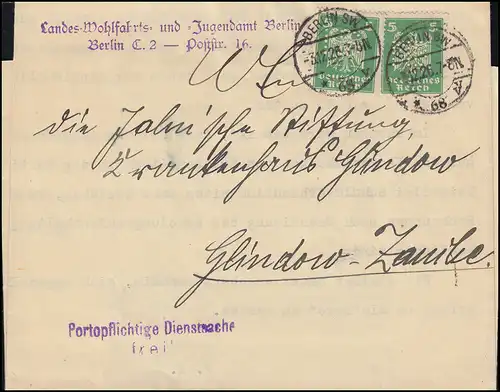 Firmenlochung MB auf Reichsadler 5 Pf im Paar als MeF auf Brief BERLIN 3.12.26