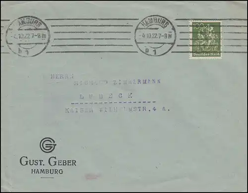 Firmenlochung Symbol Kreis durchgestrichen auf 187 EF Drucksache HAMBURG 4.10.22