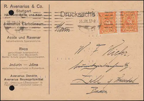 Trou de société R.A. & Co sur Posthorn 5 Mark MeF Chose à imprimer STUTTGART 26.1.23