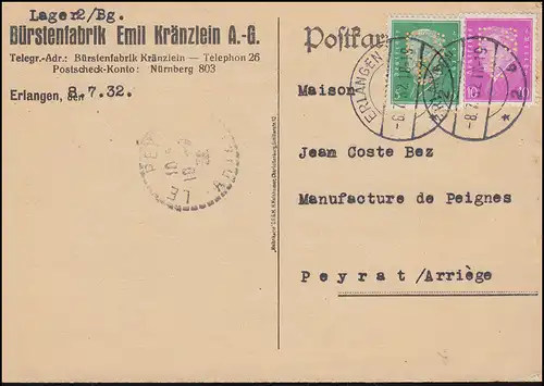 Trou de l'entreprise E8F sur les marques Ebert-Hindenburg MiF SUR LA CARTE RÉALISENT 8.7.32