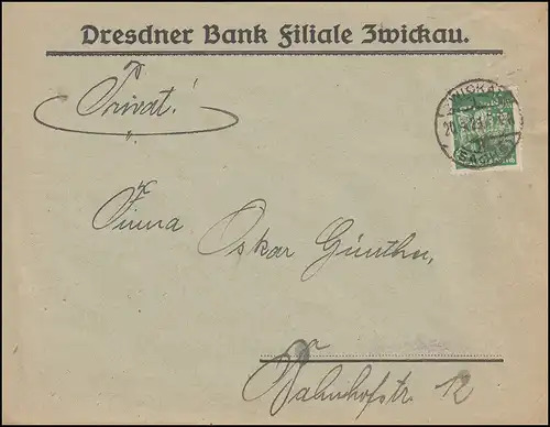 Trou de société D.B. sur la marque Schneider 40 Mark comme lettre d'installation EF ZWICKAU 20.4.23