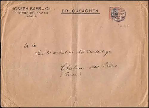 Firmenlochung JBC auf Germania 30 Pf. EF auf Drucksache FRANKFURT/MAIN 15.11.13