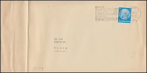 Trou de société DMG sur Hindenburg 4 Pf. EF sur l'impression BERLIN 14.12.32