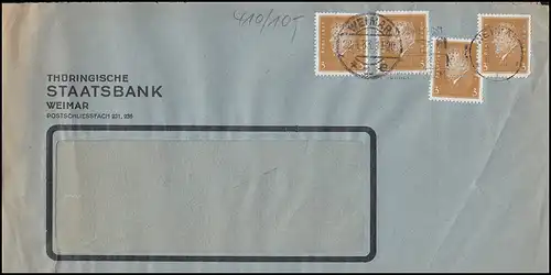 Firmenlochung TSt auf 4mal Hindenburg 3Pf. als MeF auf Brief WEIMAR 28.4.33