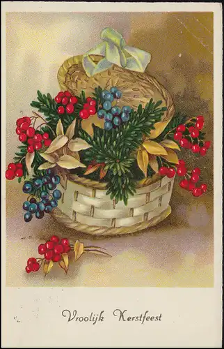 Perceuse/Perfin K sur 281 pigeons Carte de vue Noël, AMSTERDAM 1939