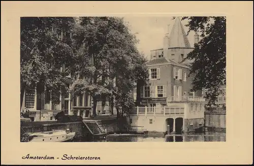 Trou de l'entreprise/Perfin K à 469 chiffres sur les portes de crieur AK, AMSTERDAM 11.6.48