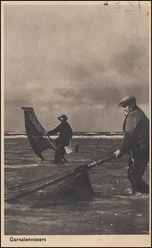 Trou de l'entreprise/Perfin S à 469 chiffres, AK Crevettes, S'GRAVENHAGE 12.8.47