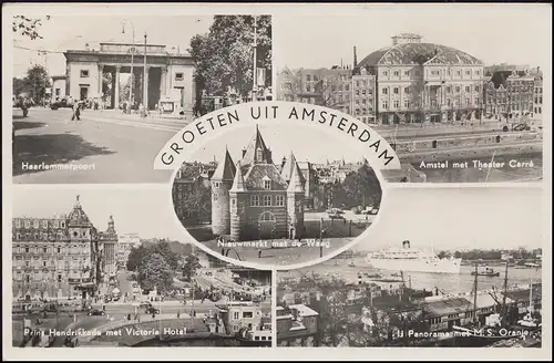 Perçage/Perfin K à 614 chiffres sur AK salutations de AMSTERDAM 22.9.53