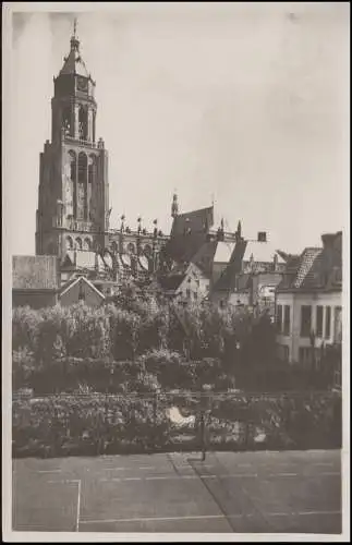 Firmenlochung/Perfin S.B. auf 411 Pferde AK Eusebius-Kirche ARNHEM 15.4.44